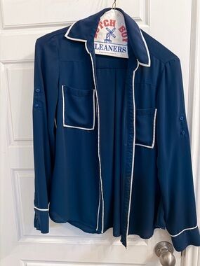 Express Navy Shirt with White Trim